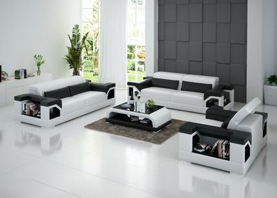 Ledersofa Couch Sofagarnitur Set 3 + 2 + 1 Sitzer Garnitur Design Modern Sofa G8014D