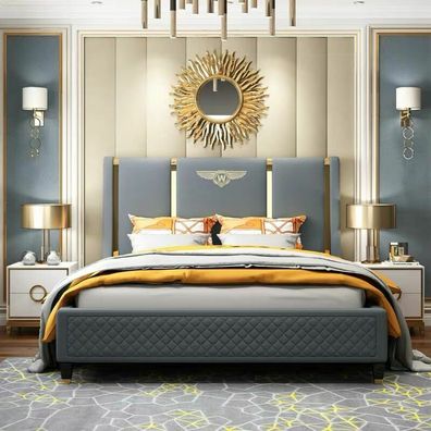 Bett Polster Design Luxus Doppel Hotel Betten Ehe Schlaf Zimmer Leder 180x200cm