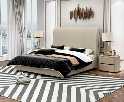 Leder Bett Polster Design Doppel Hotel Betten Schlaf Zimmer Ehe 180x200 cm Luxus