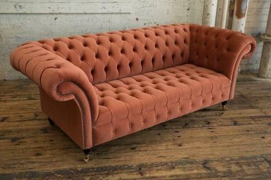 Chesterfield 3 Sitz Sitzer Couch Polster Textil Stoff Leder Couchen Sofas Sofa