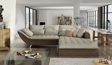Stoff L-Form Couch Wohnlandschaft Ecksofa Garnitur Modern Design Sofa Rollo
