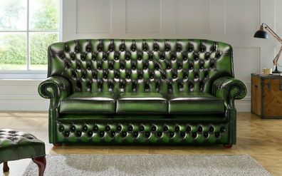 3 Sitzer Antik Grüne Leder Neu Couchen Sofa Polster Sofas Garnitur Chesterfield