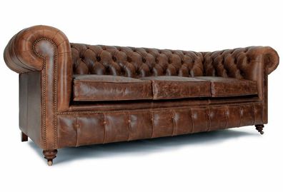 Chesterfield Design Polster Couch Leder Sofa Garnitur Luxus Vintage Sofas #158