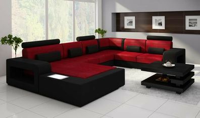 Eck Leder Textil Stoff Couch Sofa Garnitur Wohnlandschaft Polster Ecke Neu H2209