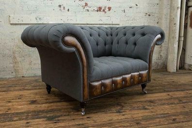Design Chesterfield Stoff Couch Sofa Polster Sessel 1 Sitzer Neu Stoffsofas