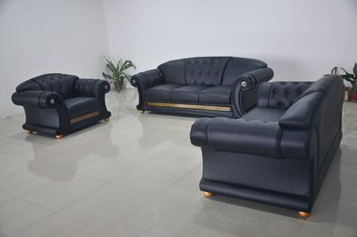 Klassische Chesterfield Sofa Couch Garnitur Leder Textil Sofas Sofagarnituren