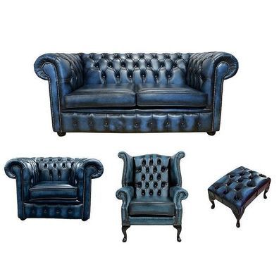 Sofagarnitur Chesterfield Design Set Polster Couch Garnituren Leder Ohrensessel