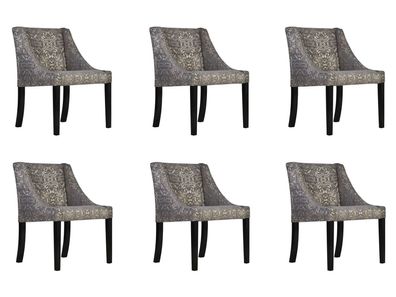 6x Stühle Stuhl Polster Design Lounge Club Sitz Lehn Garnitur Sessel samt Neu