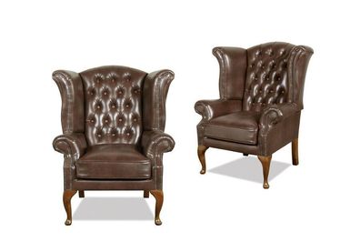 Chesterfield Ohrensessel Queen Sessel Antik Look Couch Polster Fernseh Neu Möbel