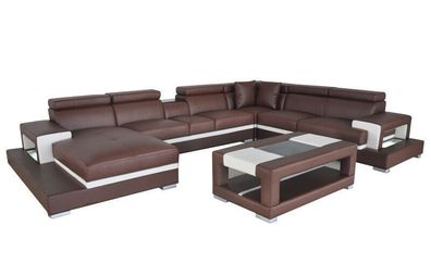 Design Leder Polster Sitz Zimmer Wohn Sofa Eck Couch Designer Garnitur XXL Sofas