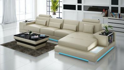 Ledersofa Couch Wohnlandschaft Ecksofa Eck Garnitur Design Modern Sofa G8023C