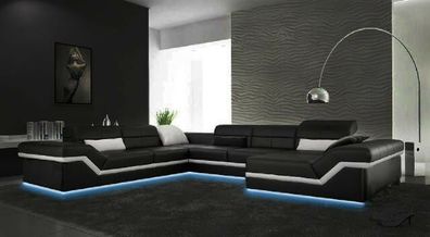 Wohnlanschaft Designer Leder Sofa Couch Garnitur Ecksofa U-Form Neu New York II