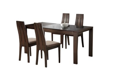 Italienische Möbel Designer Holz Glas Tisch Sitz Polster Ess Zimmer 4x Stuhl