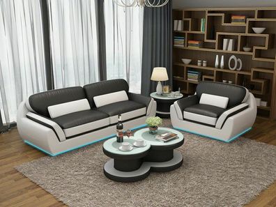 Ledersofa Couch Sofagarnitur 3 + 1 Sitzer Garnitur Design Modern Neu Sofa G8038D