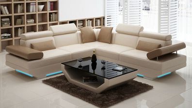 Ledersofa Sofa Couch Wohnlandschaft Ecksofa Garnitur Design Modern Sofa K5009B