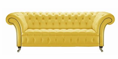 Design Chesterfield Sofagarnitur 2-Sitzer Couch Leder Gelb Couch Polster Sofa