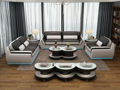 Ledersofa Couch Sofagarnitur Neu 3 + 2 + 1 Sitzer Garnitur Design Modern Sofa G8038
