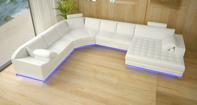 U Form Sofa Couch Polster Garnitur Wohnlandschaft Design Ecksofa Leder Neu A1120