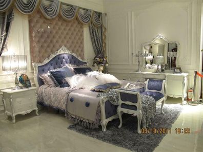 6 tlg. Schlafzimmer Komplett Set Königliches Barock Bett Schminktisch Nachttisch
