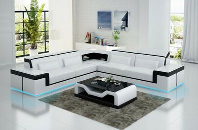 Ledersofa Couch Wohnlandschaft Ecksofa Eck Garnitur Design Modern Sofa G8020B