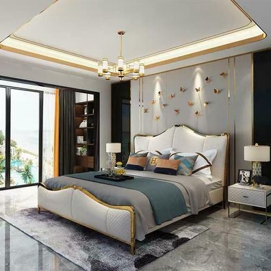 Bett Polster Design Luxus Doppel Hotel Betten Ehe 180x200cm Schlaf Zimmer Leder