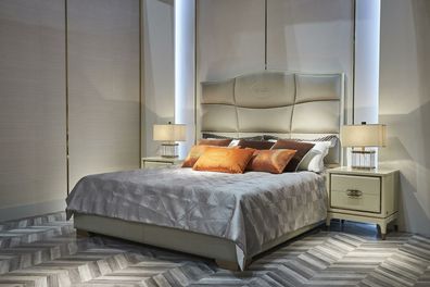 Leder Bett Polster Design Luxus Doppel Hotel Betten Schlaf Zimmer Ehe 180x200 cm