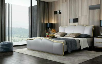 Bett Polster Design Luxus Metall Doppel Betten Ehe Schlaf Zimmer Textil Hotel