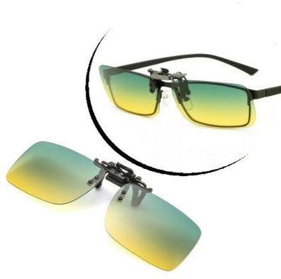 Sonnenbrille ohne Rahmen Bügel Clip Überbrille Nacht Überziehbrille Gelb Grün