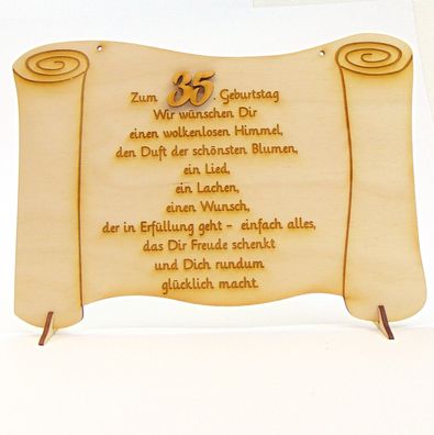 Glückwünsche zum Geburtstag graviert auf einer Holztafel, Geschenk Geb Zahl 35