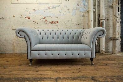 Chesterfield Ledersofa Couch Polster designer 2 Sitzer Sofas Couchen Neu Textil