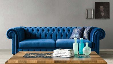 Chesterfield Design Luxus Polster Sofa Couch Sitz Garnitur Leder Textil Neu #117
