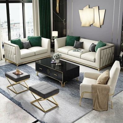 Zweisitzer Couch Polster Design Sofa 2er Sitz Sofas Zimmer Grau Chesterfield Neu