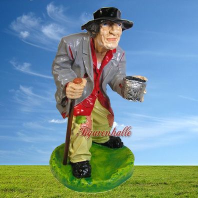 Bettler Figur Statue Skulptur Penner Landstreicher Deko Wanderer Gartenfigur mit Hut