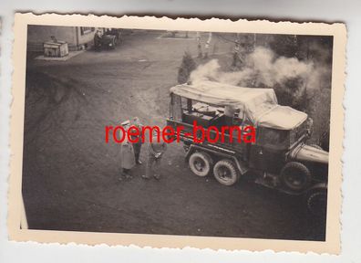 61403 Original Foto Militär LKW mit Feldküche im 2. Weltkrieg
