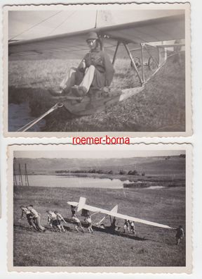 71651/2 Original Foto Jungen beim Segelflugsport um 1940