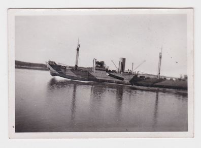83109 Foto Militär Transportdampfer mit Tarnanstrich Camo um 1942