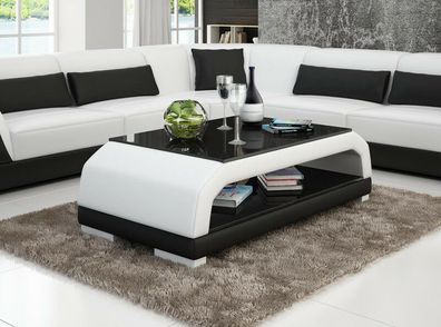 Design Glastisch Leder Couch Tisch Tische Glas Sofa Wohnzimmertische Neu CT9001w