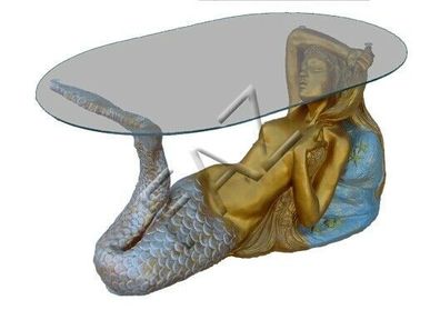 Design Tisch Meerjungfrau mit Glas Figur Statue Skulptur Figuren Skulpturen Neu