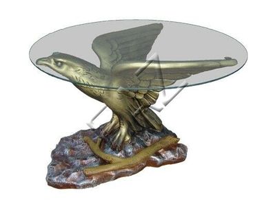 Glastisch Tische Tisch Statue Figur Tisch Beistell Sofa Wohnzimmer Adler Neu