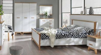 Modernes Designer Holz Bett Schlafzimmer Edles Polster Möbel Doppel Betten Neu