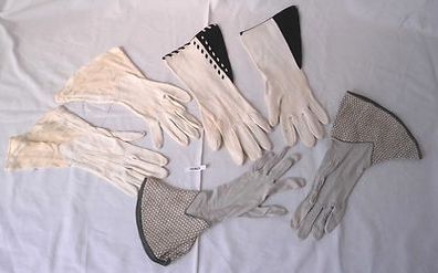 3 Paar elegante alte Damen Handschuhe um 1930