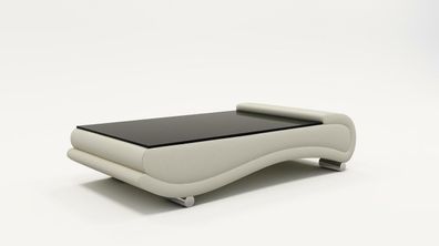 Couchtisch Tisch Polster Design Glastisch Beistell Leder Sofa Couch Tische Grau