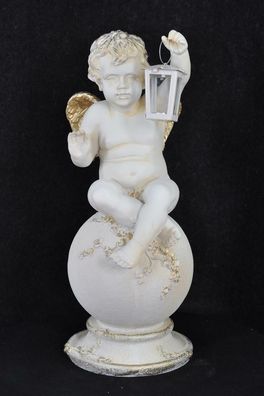 Figur Skulptur Engel mit einer Laterne, weiß 69cm Design Accessoire P0635