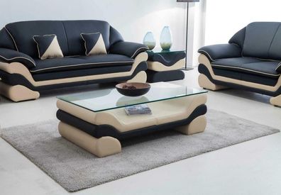 Klassischer Luxus Designer Couchtisch Sofa Wohnzimmer Tisch Leder Tische Glas
