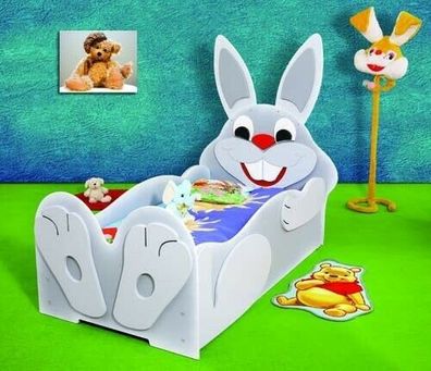 Kinderbett Kinderbett Bett Betten mit Matratze mit Tiermotiv Schlafbett Hase
