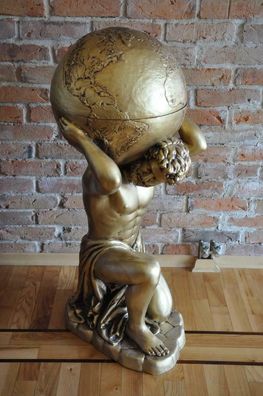 Antik Stil Klassischer Globus Atlas Minibar Bar Wein Regal Statue Skulptur Deko