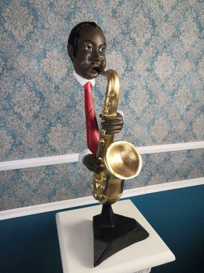 Design Saxophon Büste Figur Statue Skulptur Figuren Skulpturen Dekoration 68,5cm