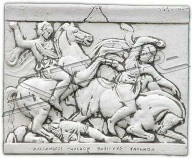 Relief Alexander der Große Pferd Wandrelief Wand Bild Bilder Stein Platte Neu