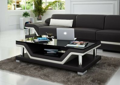 Design Glastisch Leder Couch Tisch Tische Glas Sofa Wohnzimmertische CT9003BE