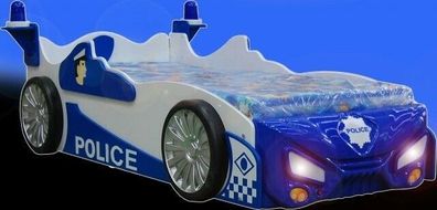 Polizei Auto Bett Betten Kinderbett Jugendbett Polizeiauto Beleuchtet & Matratze